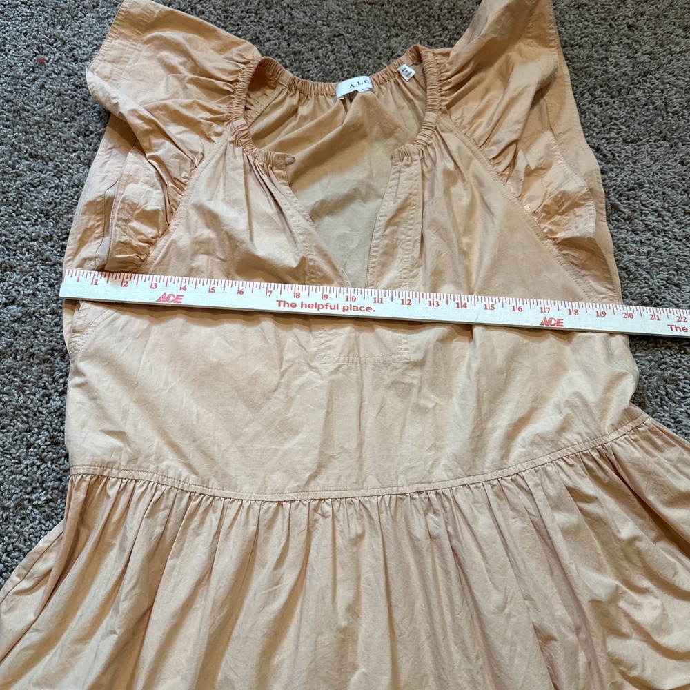 A.L.C. Harper Ruffle Sleeve Dress Peach Orange Mini Cotton Tiered A Line US 8 - Picture 5 of 6